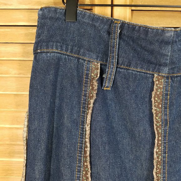 Kitsch Maxi Boho Denim Jean Frayed Fringe Hem Skirt - Picture 6 of 12